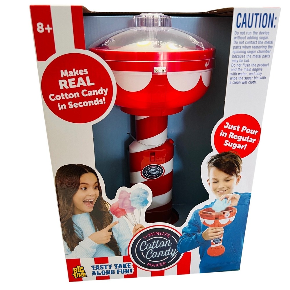 NIB 1-Minute Cotton Candy Maker Big Time Tasty Take Along Fun Red White